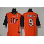 Men's Cincinnati Bengals #9 Joe Burrow Orange 2020 Team Logo Number Vapor Untouchable Stitched NFL Nike Fashion Limited Jersey