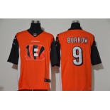 Men's Cincinnati Bengals #9 Joe Burrow Orange 2020 Team Logo Vapor Untouchable Stitched NFL Nike Fashion Limited Jersey