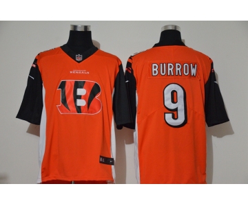 Men's Cincinnati Bengals #9 Joe Burrow Orange 2020 Team Logo Vapor Untouchable Stitched NFL Nike Fashion Limited Jersey