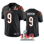 Men's Womens Youth Kids Cincinnati Bengals #9 Joe Burrow Black 2022 Super Bowl LVI Vapor Limited Stitched Jersey