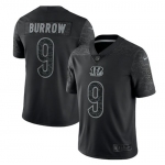 Men's Womens Youth Kids Cincinnati Bengals #9 Joe Burrow Black Reflective Limited Stitched Football Jersey