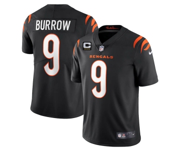 Men's Womens Youth Kids Cincinnati Bengals #9 Joe Burrow Black With 3-Star C Patch Vapor Limited Stitched NFL Jersey