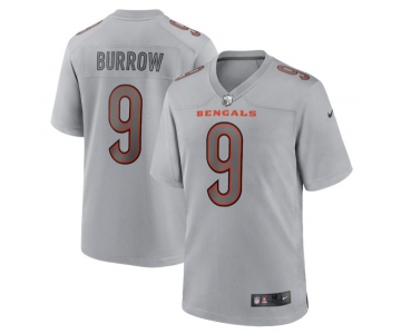 Men's Womens Youth Kids Cincinnati Bengals #9 Joe Burrow Gray Atmosphere Fashion Stitched Game Jersey