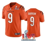 Men's Womens Youth Kids Cincinnati Bengals #9 Joe Burrow Orange 2022 Super Bowl LVI Vapor Limited Stitched Jersey