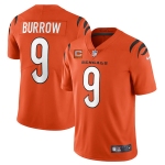 Men's Womens Youth Kids Cincinnati Bengals #9 Joe Burrow Orange With 3-Star C Patch Vapor Limited Stitched NFL Jersey