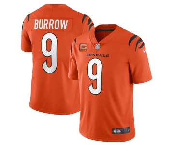 Men's Womens Youth Kids Cincinnati Bengals #9 Joe Burrow Orange With 3-Star C Patch Vapor Limited Stitched NFL Jersey