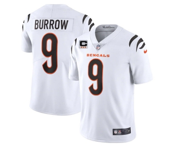 Men's Womens Youth Kids Cincinnati Bengals #9 Joe Burrow White With 3-Star C Patch Vapor Limited Stitched NFL Jersey