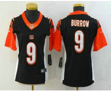 Women's Cincinnati Bengals #9 Joe Burrow Black 2020 Vapor Untouchable Stitched NFL Nike Limited Jersey