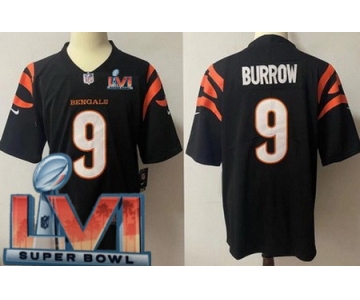 Women's Cincinnati Bengals #9 Joe Burrow Limited Black 2022 Super Bowl LVI Bound Vapor Jersey