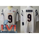 Women's Cincinnati Bengals #9 Joe Burrow Limited White 2022 Super Bowl LVI Bound Vapor Jersey