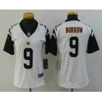 Women's Cincinnati Bengals #9 Joe Burrow White 2020 Color Rush Stitched NFL Nike Limited Jersey