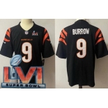 Youth Cincinnati Bengals #9 Joe Burrow Limited Black 2022 Super Bowl LVI Bound Vapor Jersey