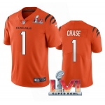 Men's Cincinnati Bengals #1 Ja'Marr Chase 2022 Orange Super Bowl LVI Vapor Limited Stitched Jersey