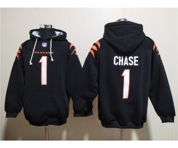 Men's Cincinnati Bengals #1 Ja'Marr Chase Black Pullover Hoodie