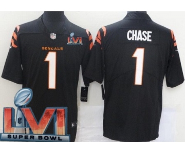 Men's Cincinnati Bengals #1 Ja'Marr Chase Limited Black 2022 Super Bowl LVI Bound Vapor Jersey