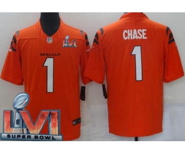 Men's Cincinnati Bengals #1 Ja'Marr Chase Limited Orange 2022 Super Bowl LVI Bound Vapor Jersey