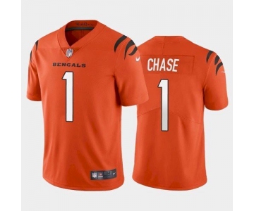 Men's Cincinnati Bengals #1 Ja'Marr Chase Orange 2021 Limited Football Jersey