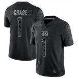 Men's Cincinnati Bengals #1 Ja'Marr Chase Reflective Limited Stitched Jersey