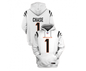 Men's White Cincinnati Bengals #1 Ja'Marr Chase 2021 Pullover Hoodie