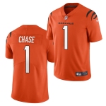 Men's Womens Youth Kids Cincinnati Bengals #1 Ja'Marr Chase Orange Vapor Limited Stitched Jersey