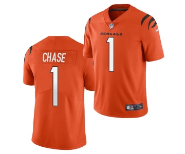 Men's Womens Youth Kids Cincinnati Bengals #1 Ja'Marr Chase Orange Vapor Limited Stitched Jersey