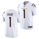 Men's Womens Youth Kids Cincinnati Bengals #1 Ja'Marr Chase White Vapor Limited Stitched Jersey