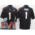 Women's Cincinnati Bengals #1 Ja'Marr Chase Limited Black 2022 Super Bowl LVI Bound Vapor Jersey