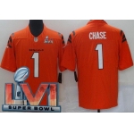 Women's Cincinnati Bengals #1 Ja'Marr Chase Limited Orange 2022 Super Bowl LVI Bound Vapor Jersey