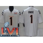 Women's Cincinnati Bengals #1 Ja'Marr Chase Limited White 2022 Super Bowl LVI Bound Vapor Jersey