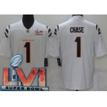 Women's Cincinnati Bengals #1 Ja'Marr Chase Limited White 2022 Super Bowl LVI Bound Vapor Jersey