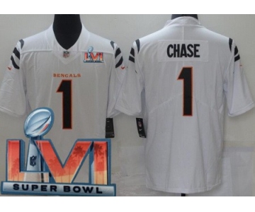 Youth Cincinnati Bengals #1 Ja'Marr Chase Limited White 2022 Super Bowl LVI Bound Vapor Jersey