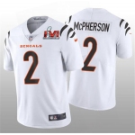 Men's Cincinnati Bengals #2 Evan McPherson 2022 White Super Bowl LVI Vapor Limited Stitched Jersey