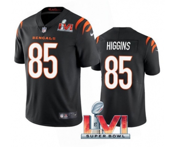 Men's Cincinnati Bengals #85 Tee Higgins 2022 Black Super Bowl LVI Vapor Limited Stitched Jersey