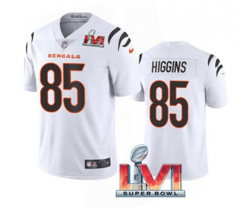 Men's Cincinnati Bengals #85 Tee Higgins 2022 White Super Bowl LVI Vapor Limited Stitched Jersey