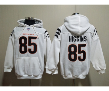 Men's Cincinnati Bengals #85 Tee Higgins White Pullover Hoodie