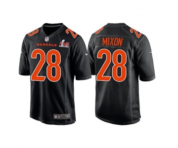 Men's Cincinnati Bengals #28 Joe Mixon 2022 Black Super Bowl LVI Game Stitched Jersey