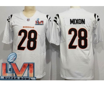Men's Cincinnati Bengals #28 Joe Mixon Limited White 2022 Super Bowl LVI Bound Vapor Jersey