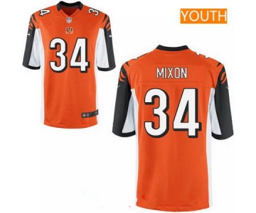 Youth 2017 NFL Draft Cincinnati Bengals #34 Joe Mixon Orange Team Color Stitched NFL Nike Game Jersey