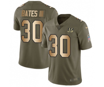 Nike Bengals #30 Jessie Bates III Olive Gold Youth Stitched NFL Limited 2017 Salute to Service Jersey