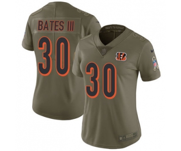 Nike Bengals #30 Jessie Bates III Olive Women's Stitched NFL Limited 2017 Salute to Service Jersey