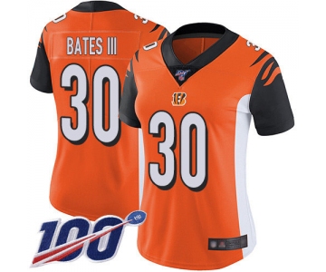 Nike Bengals #30 Jessie Bates III Orange Alternate Women's Stitched NFL 100th Season Vapor Limited Jersey