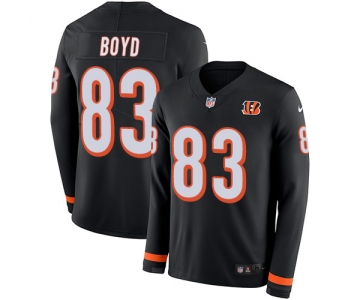 Nike Bengals #83 Tyler Boyd Black Team Color Men's Stitched NFL Limited Therma Long Sleeve Jersey