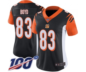 Nike Bengals #83 Tyler Boyd Black Team Color Women's Stitched NFL 100th Season Vapor Limited Jersey