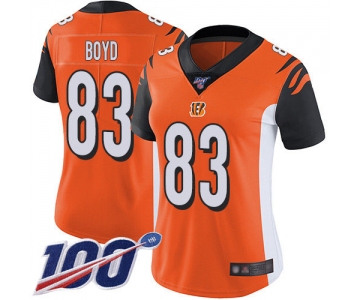 Nike Bengals #83 Tyler Boyd Orange Alternate Women's Stitched NFL 100th Season Vapor Limited Jersey