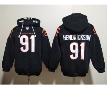 Men's Cincinnati Bengals #91 Trey Hendrickson Black Pullover Hoodie