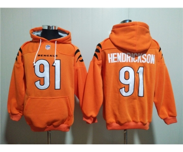 Men's Cincinnati Bengals #91 Trey Hendrickson Orange Pullover Hoodie