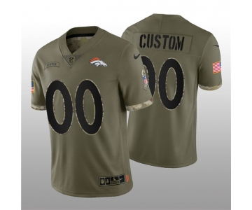 Men's Denver Broncos ACTIVE PLAYER Custom 2022 Olive Salute To Service Limited Stitched Jersey