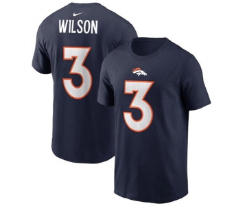 Men's Denver Broncos #3 Russell Wilson 2022 Navy Name & Number T-Shirt