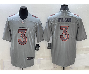 Men's Denver Broncos #3 Russell Wilson Grey Atmosphere Fashion 2022 Vapor Untouchable Stitched Limited Jersey