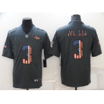 Men's Denver Broncos #3 Russell Wilson Grey Salute To Service USA Flag Fashion Limited Stitched Jersey